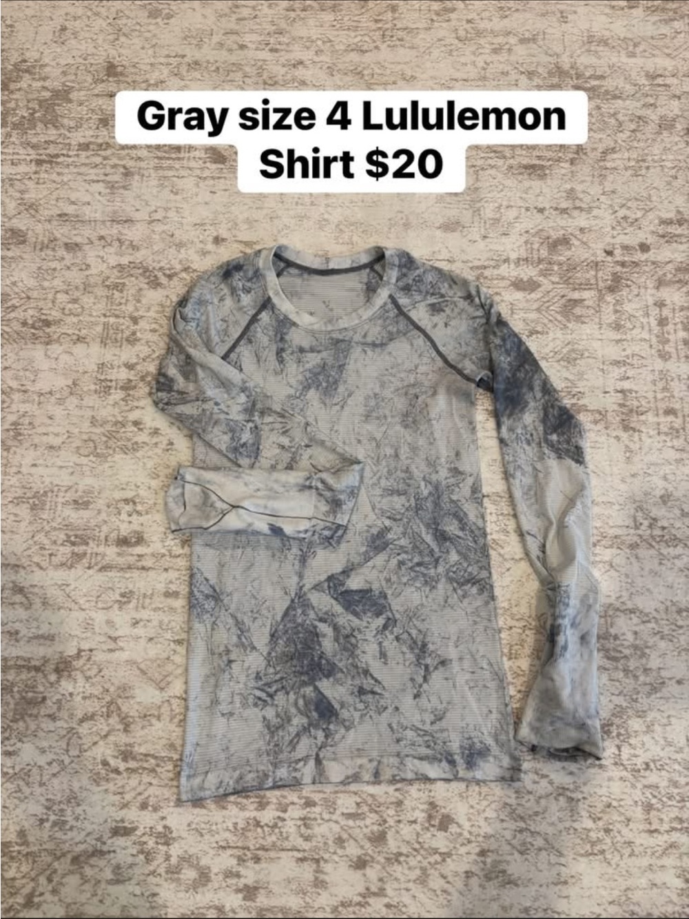 lululemon athletica Gray Marbled Long-Sleeve Athletic Top